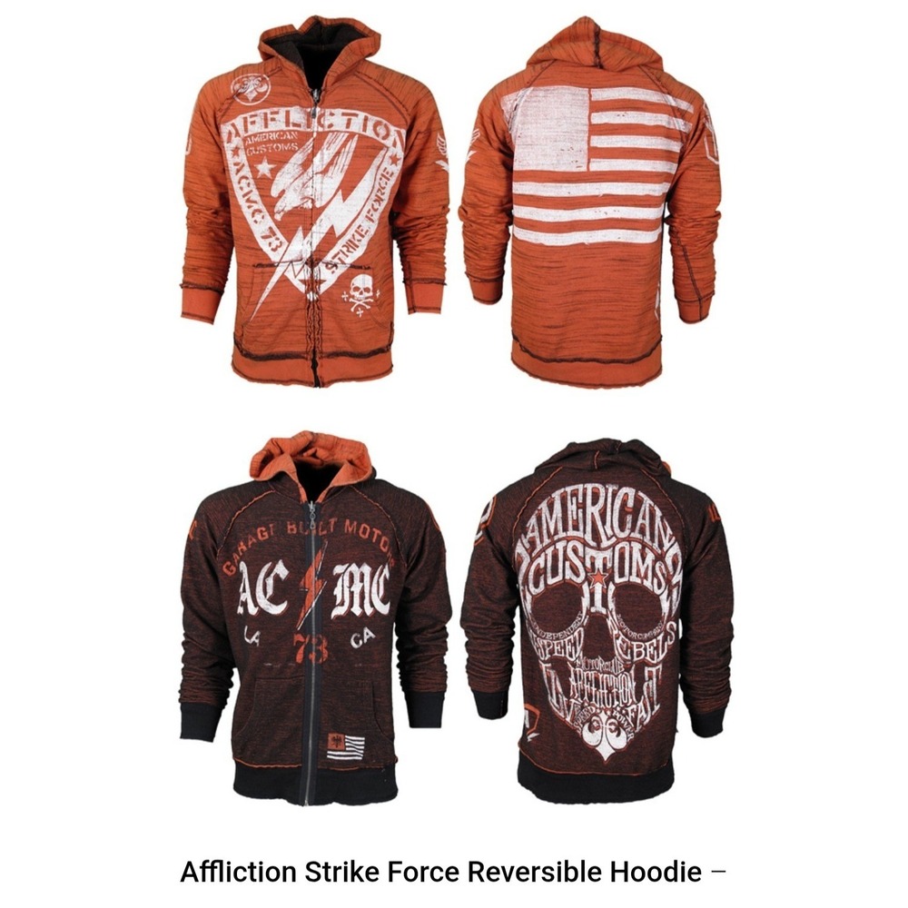 Affliction Strike Force Reversible Hooded Jacket Mens XL‎ American Custom Y2K